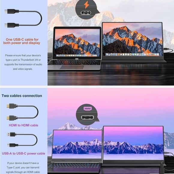 portable monitor 17.3” 1080P FHD IPS fold usb-c computer display USB HDMI - Picture 6 of 13